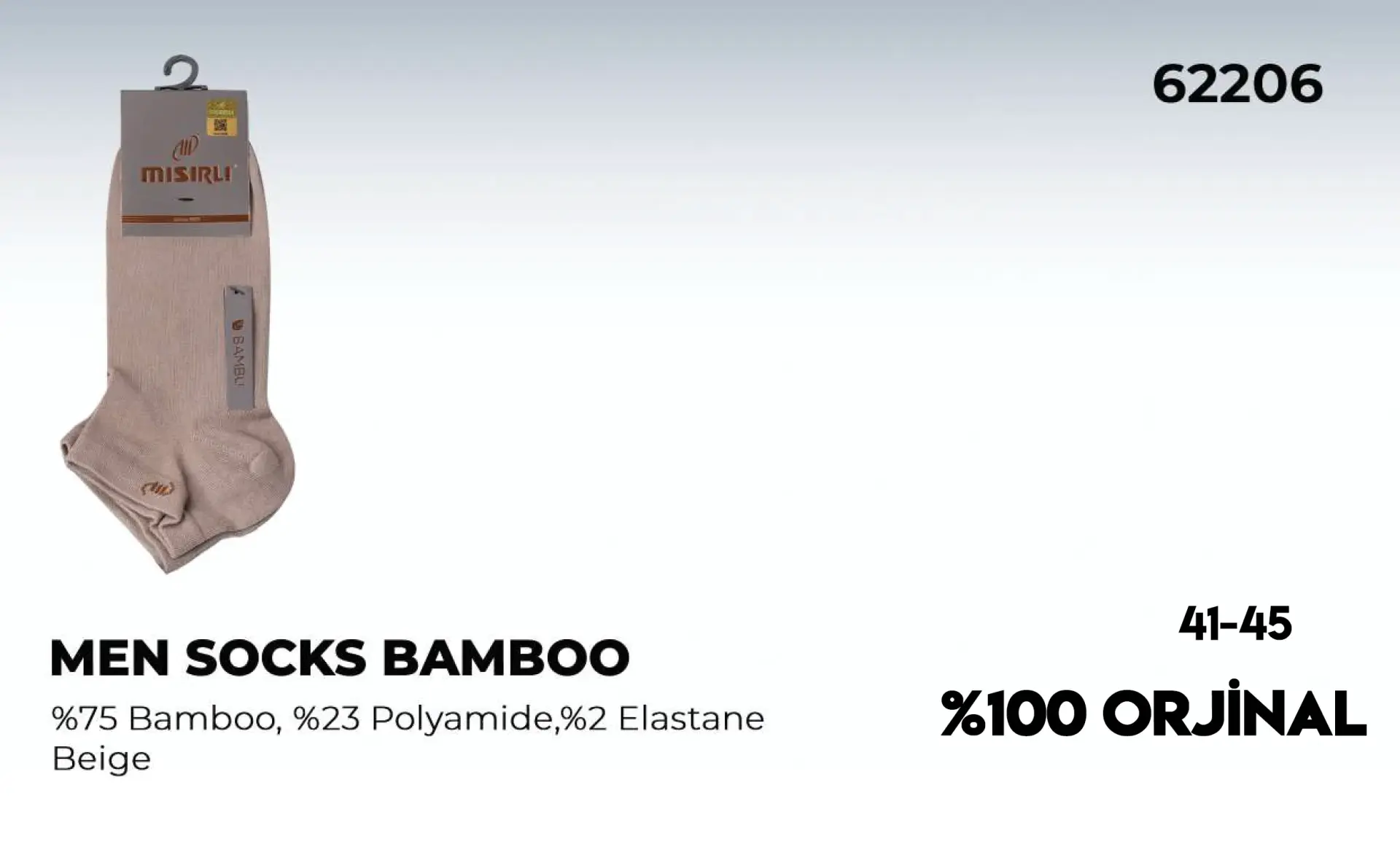 Mısırlı 62206 (41-45) Dikişsiz Organik Bambu Erkek Patik Çorap 12'li