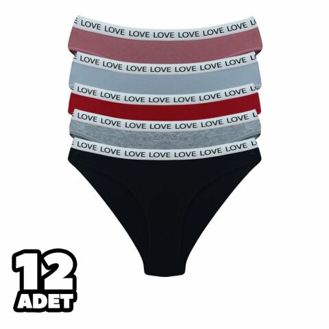Dondeza 158 Beli Yazılı Düz Bayan Bikini 12'li