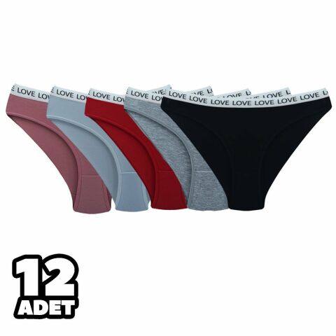 Dondeza 158 Beli Yazılı Düz Bayan Bikini 12'li