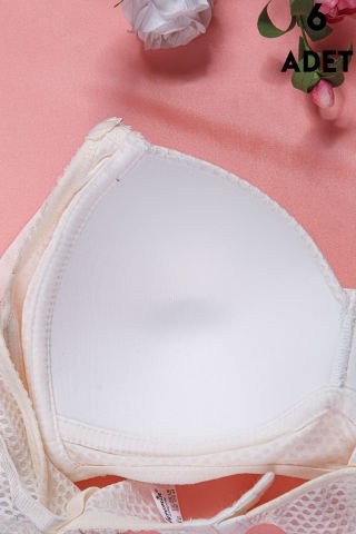 Aysemin 5190 C Cup (85-90-95-100-105) Balensiz Desteksiz Bayan Sütyen 6'lı EKRU - SERİLİ