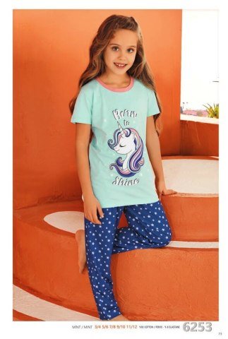 Güryıldız 6253 Kısa Kollu Kız Çocuk Pijama Takımı KATALOG RENGİ - 7-8 YAŞ
