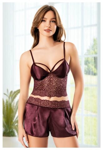 Miss Laris 3117 Bayan Saten Şortlu Takım