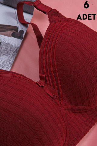 Aysemin 5152 C Cup (85-90-95-100-105) Balensiz Desteksiz Bayan Sütyen 6'lı BORDO - SERİLİ