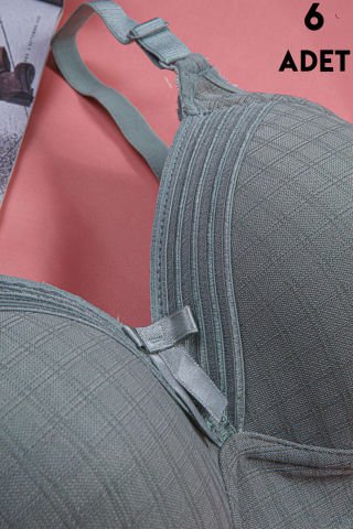 Aysemin 5152 C Cup (85-90-95-100-105) Balensiz Desteksiz Bayan Sütyen 6'lı ÇAĞLA YEŞİLİ - SERİLİ