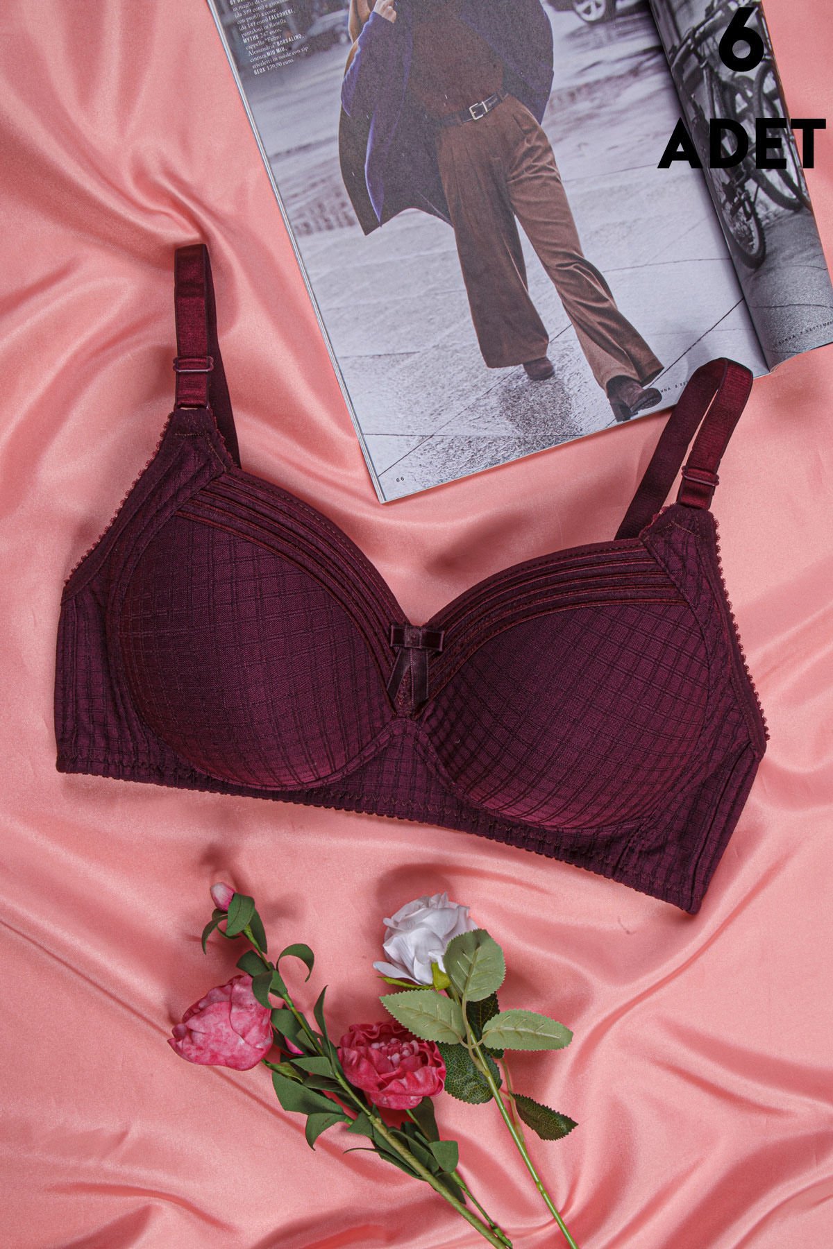 Aysemin 5152 C Cup (85-90-95-100-105) Balensiz Desteksiz Bayan Sütyen 6'lı MOR - SERİLİ