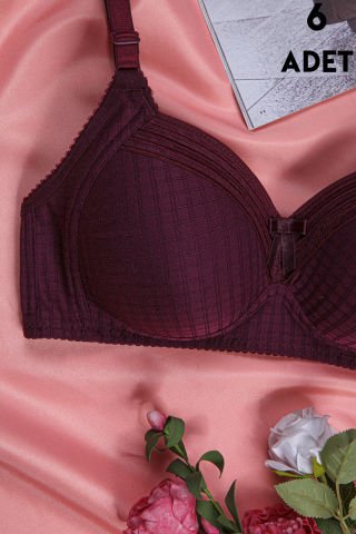 Aysemin 5152 C Cup (85-90-95-100-105) Balensiz Desteksiz Bayan Sütyen 6'lı MOR - SERİLİ