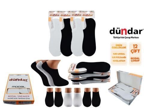 Dündar 6876 (36-40) Dikişsiz Yıkamalı Kokulu Bayan Modal Sneaker12'li