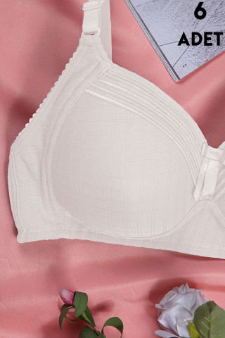 Aysemin 5152 C Cup (85-90-95-100-105) Balensiz Desteksiz Bayan Sütyen 6'lı EKRU - SERİLİ