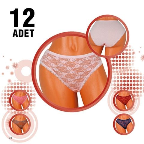 Dondeza 204 Dantelli Bayan Ara Beden Külot 12'li