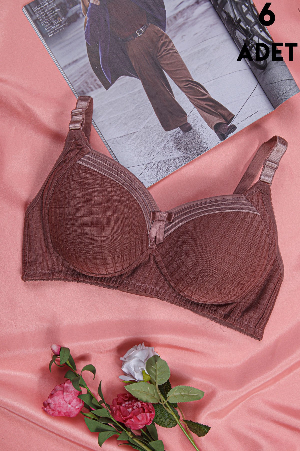 Aysemin 5152 C Cup (85-90-95-100-105) Balensiz Desteksiz Bayan Sütyen 6'lı VİZON - SERİLİ