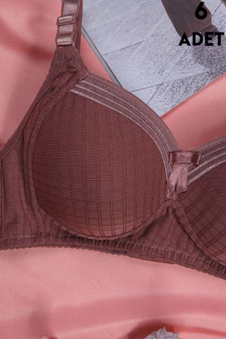 Aysemin 5152 C Cup (85-90-95-100-105) Balensiz Desteksiz Bayan Sütyen 6'lı VİZON - SERİLİ