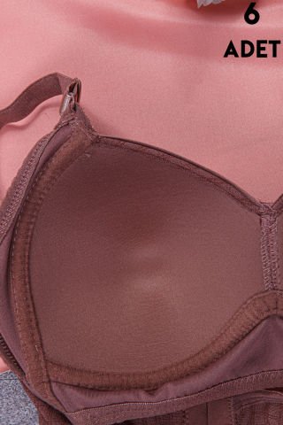 Aysemin 5152 C Cup (85-90-95-100-105) Balensiz Desteksiz Bayan Sütyen 6'lı VİZON - SERİLİ