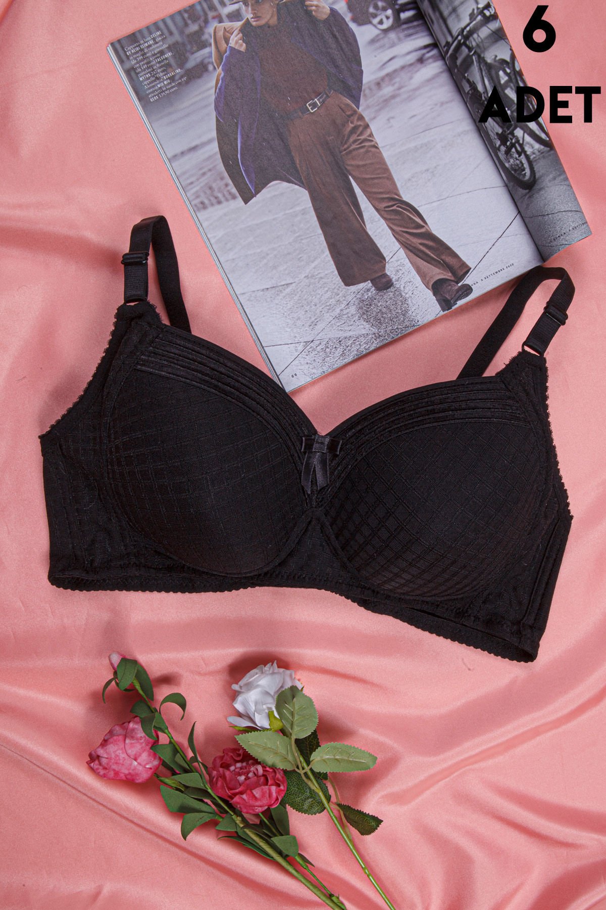 Aysemin 5152 C Cup (85-90-95-100-105) Balensiz Desteksiz Bayan Sütyen 6'lı SİYAH - SERİLİ