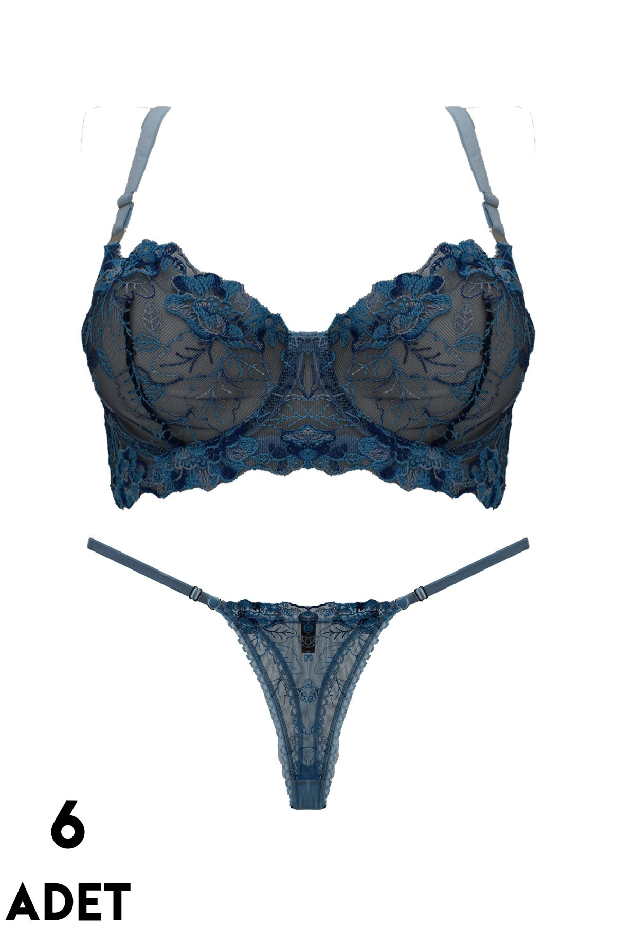 Aysemin Brodeli 7009 B Cup Balenli Desteksiz Bayan Sütyen Takım 6'lı