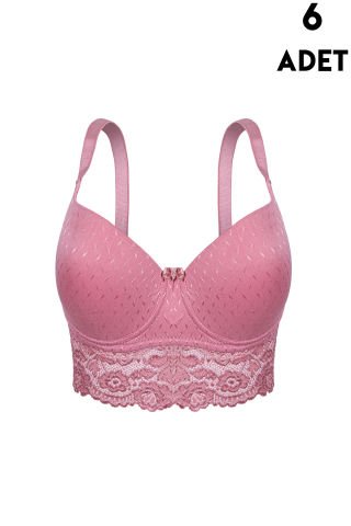 Aysemin 5167 C Cup (85-90-95-100-105) Balenli Desteksiz Bayan Sütyen 6'lı GÜL KURUSU - SERİLİ