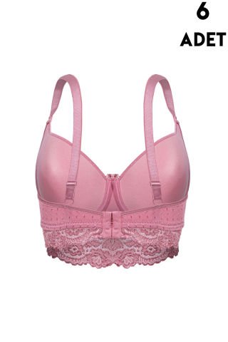 Aysemin 5167 C Cup (85-90-95-100-105) Balenli Desteksiz Bayan Sütyen 6'lı GÜL KURUSU - SERİLİ