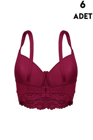 Aysemin 5167 C Cup (85-90-95-100-105) Balenli Desteksiz Bayan Sütyen 6'lı BORDO - SERİLİ