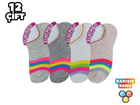 XGRİ POLO 23-7 3'lü Bayan Penye Sneakers 12'li
