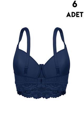 Aysemin 5167 C Cup (85-90-95-100-105) Balenli Desteksiz Bayan Sütyen 6'lı LACİVERT - SERİLİ