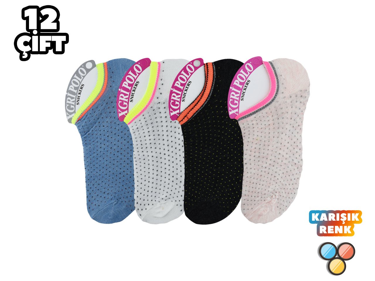 XGRİ POLO 23-6 3'lü Bayan Penye Sneakers 12'li