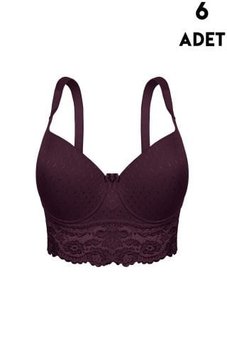 Aysemin 5167 C Cup (85-90-95-100-105) Balenli Desteksiz Bayan Sütyen 6'lı MOR - SERİLİ