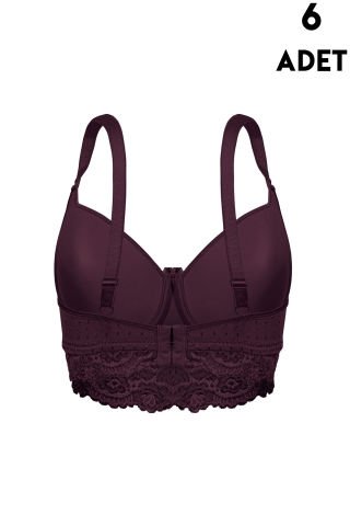 Aysemin 5167 C Cup (85-90-95-100-105) Balenli Desteksiz Bayan Sütyen 6'lı MOR - SERİLİ