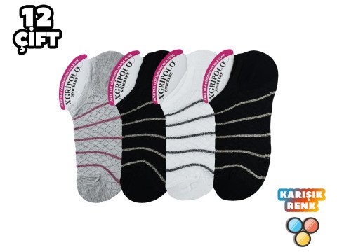 XGRİ POLO 23-14 3'lü Bayan Penye Sneakers 12'li