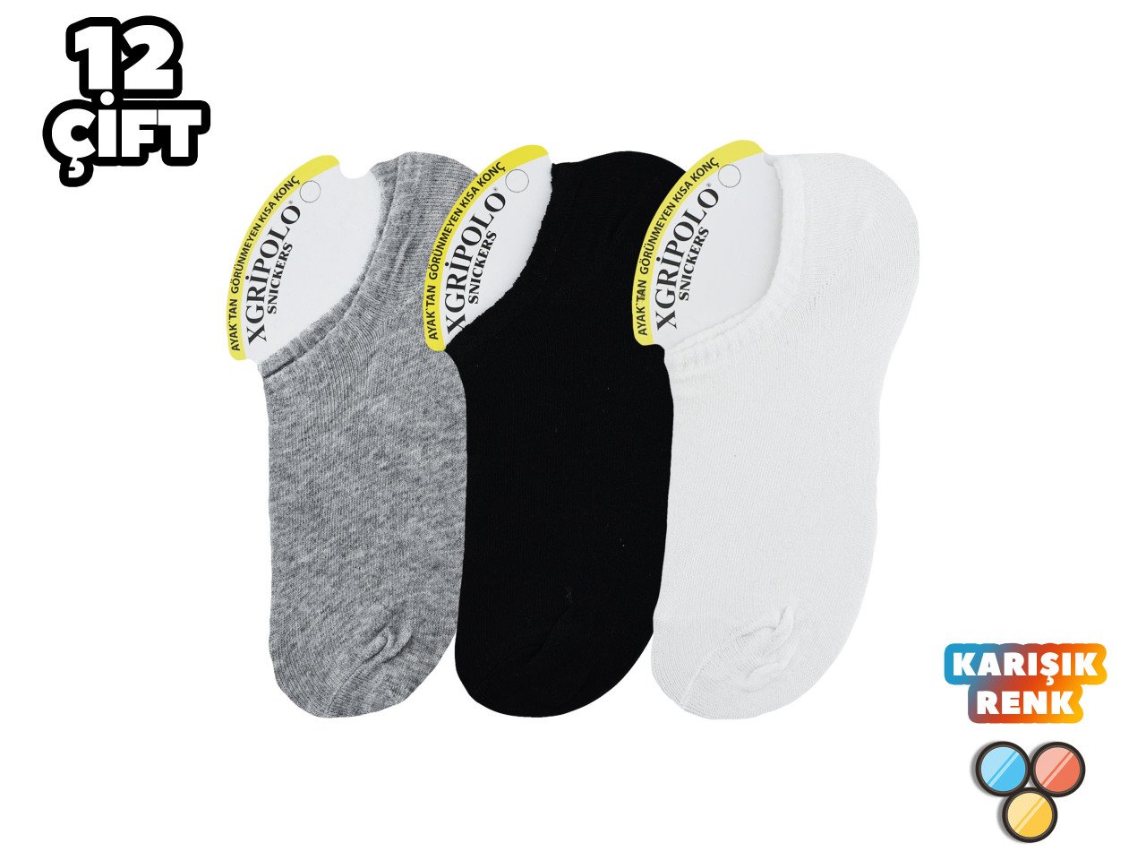 XGRİ POLO 23-13 3'lü Bayan Penye Sneakers 12'li