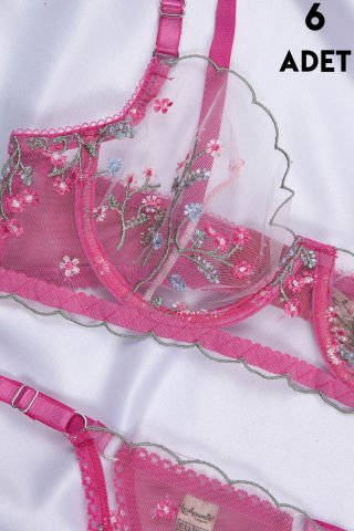 Aysemin Brodeli 7006 B Cup Balenli Desteksiz Bayan Sütyen Takım 6'lı