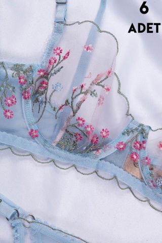 Aysemin Brodeli 7006 B Cup Balenli Desteksiz Bayan Sütyen Takım 6'lı
