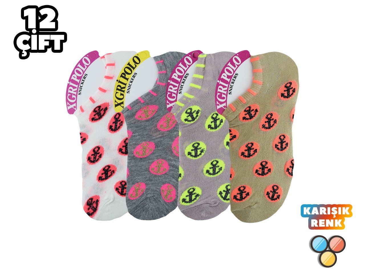 XGRİ POLO 23-10 3'lü Bayan Penye Sneakers 12'li