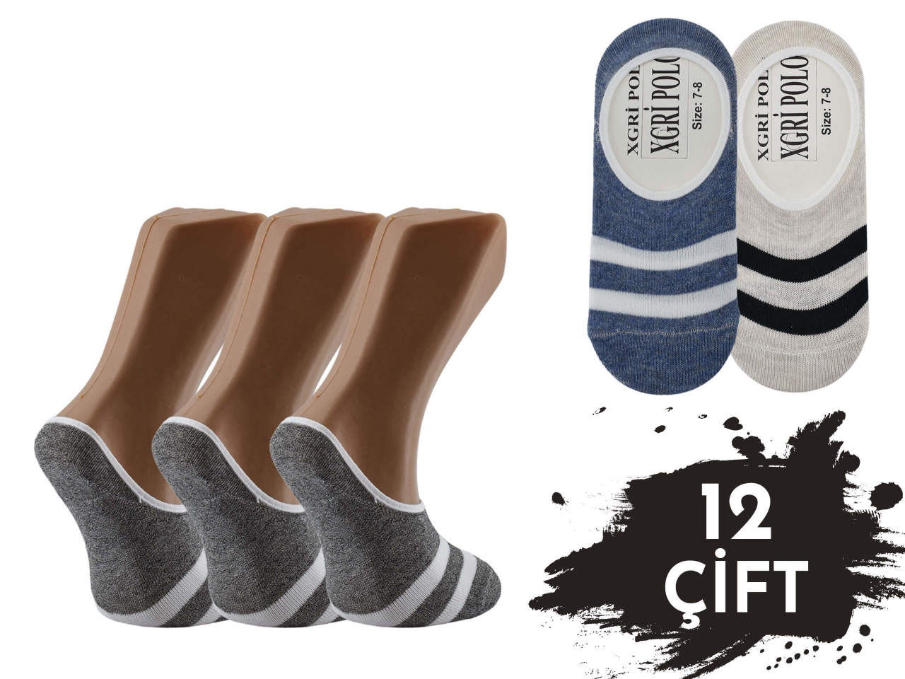 XGRİ POLO Penye Erkek Çocuk Babet 12'li