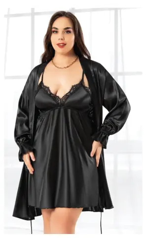 Miss Laris 6012 (2XL-3XL-4XL) Battal Beden Bayan İkili Saten Takım