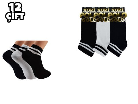 XGRİ POLO 7-36 3'lü Bayan Penye Patik 12'li