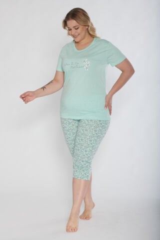 Alperi B770-01 (3XL-4XL-5XL-6XL) Bayan Kısa Kollu Kapri Pijama Takım 4'lü