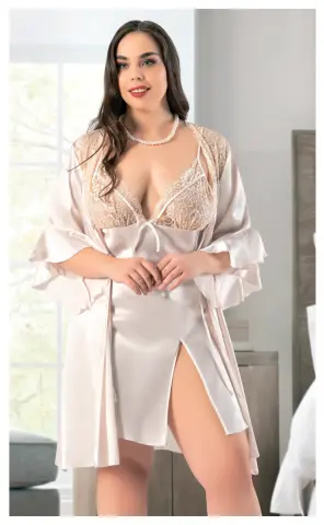 Miss Laris 6004 (2XL-3XL-4XL) Battal Beden Bayan İkili Saten Takım