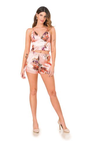 Moongirl 333 Bayan Saten Şortlu Takım