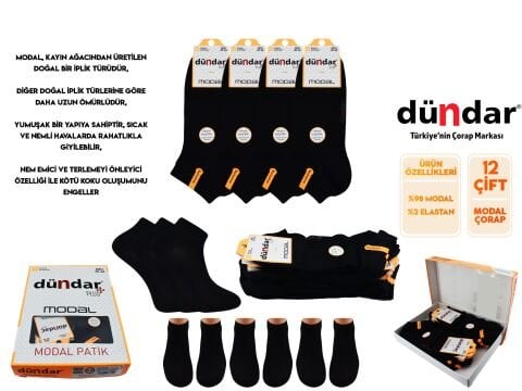 Dündar 6838 (40-44) Dikişsiz Yıkamalı Kokulu Erkek Summer Modal Patik 12'li