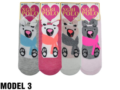 XGRİ POLO 3 Boyutlu Bayan Penye Babet 12'li