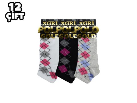 XGRİ POLO 7-39 3'lü Bayan Penye Patik 12'li