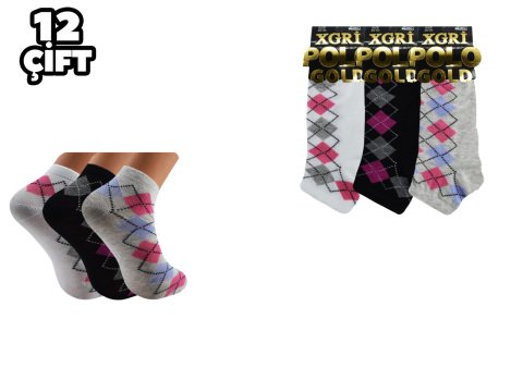XGRİ POLO 7-39 3'lü Bayan Penye Patik 12'li