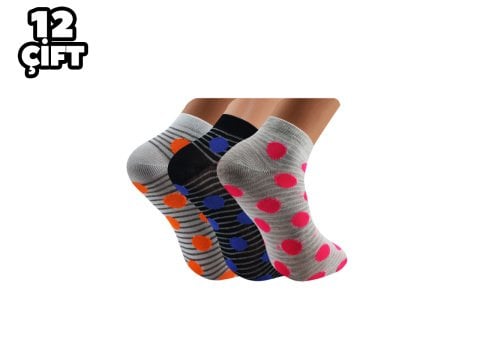 XGRİ POLO 7-40 3'lü Bayan Penye Patik 12'li