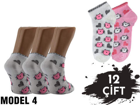 XGRİ POLO Penye Kız Çocuk Patik 12'li