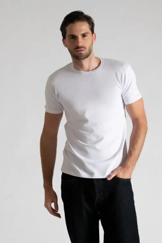 Tutku Elit 1301 Elestan Erkek Sıfır Yaka Atlet BEYAZ - XXL