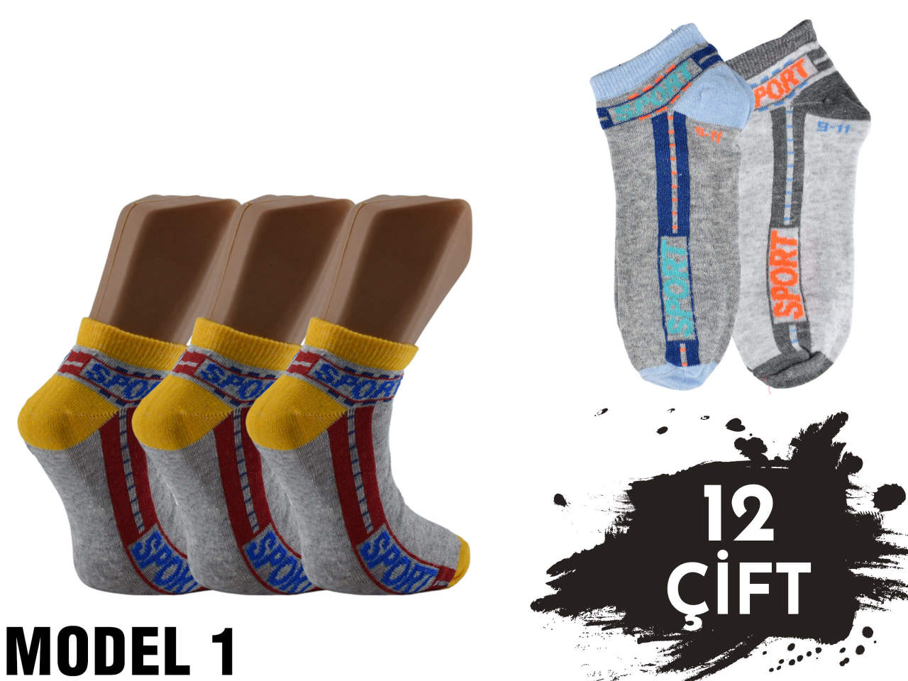 XGRİ POLO Penye Erkek Çocuk Patik 12'li