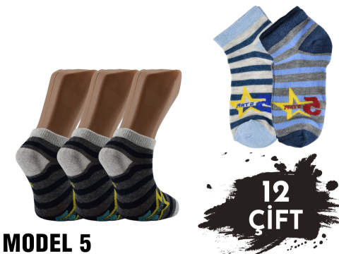 XGRİ POLO Penye Erkek Çocuk Patik 12'li