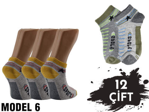 XGRİ POLO Penye Erkek Çocuk Patik 12'li