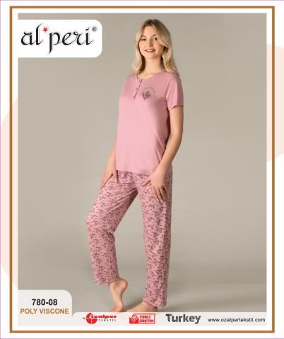 Alperi 780-08 Bayan Kısa Kol Pijama Takım 4'lü