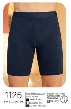 Berrak 1125 Likralı Erkek Uzun Boxer SİYAH - 3XL