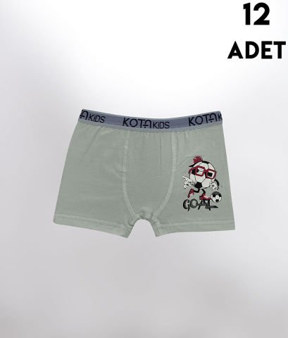 Kota 1005 Baskılı Erkek Çocuk Boxer 12'li